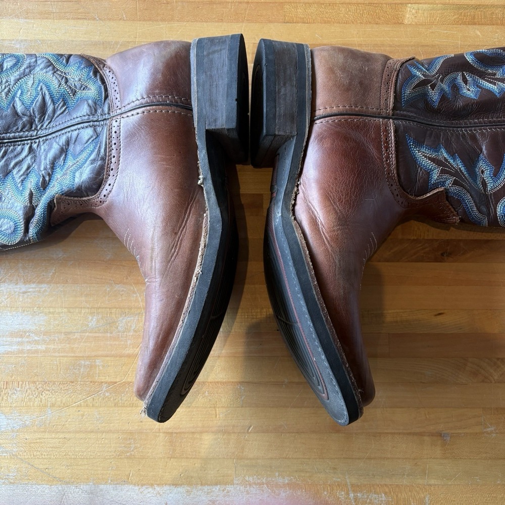 Potrero‎ Brown Western Slip On Boots Square Toe Men's 8 Mex 27 Stitched - Picture 4 of 10